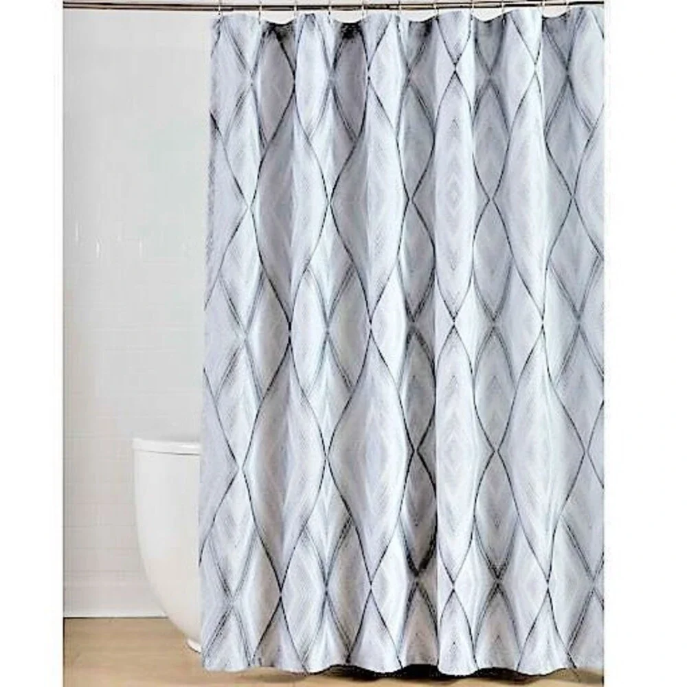 Croscill Echo Fabric Shower Curtain Slate Grey Diamond Bath Guestroom 72x72